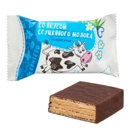 Конфеты вафельные со вкусом сгущенного молока глазированные